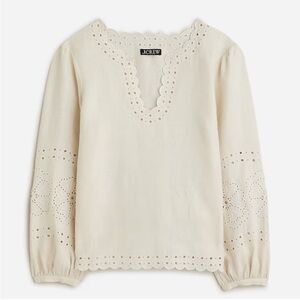 J. Crew Ivory Scalloped Blouse